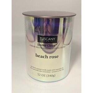 Tuscany Candle Serene Clean Beach Rose Odor Neutralizing 12oz Soy Blend Candle